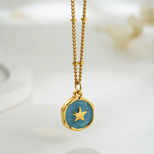 EDGEWAY – Punk Geometric Enamel & Natural Stone Pendant Statement Collar Necklace