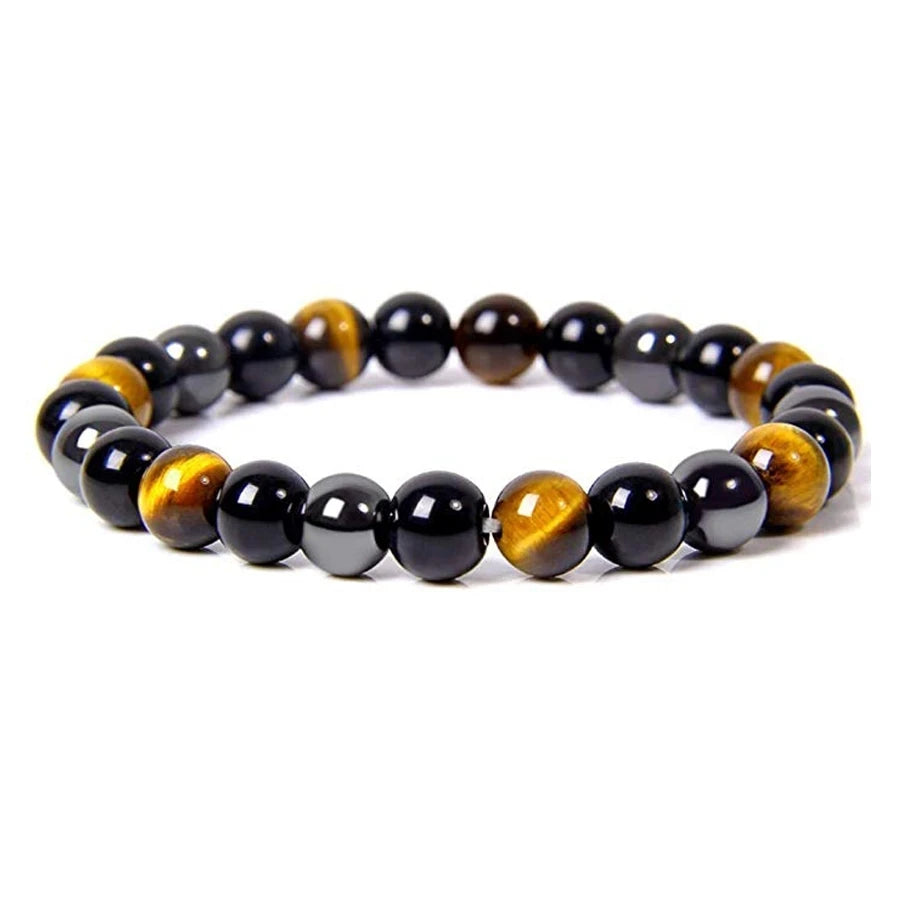 DARK MAGNETISM – Natural Black Obsidian, Hematite & Tiger Eye Power Bracelet