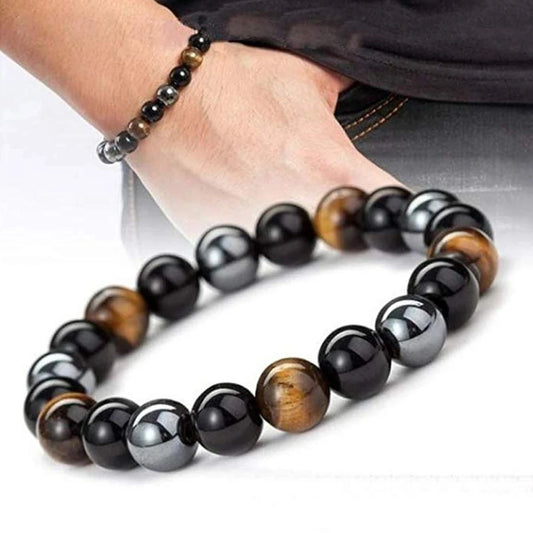 DARK MAGNETISM – Natural Black Obsidian, Hematite & Tiger Eye Power Bracelet