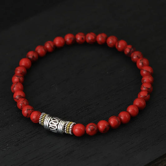 INNER FIRE – Minimalist 6mm Natural Stone Sanskrit Meditation Bracelet