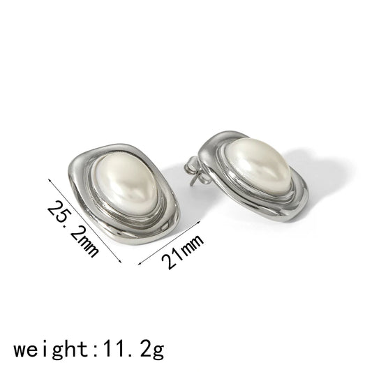 GOLDEN GODDESS – Statement Tiger Eye & Pearl Waterproof Stud Earrings for Women