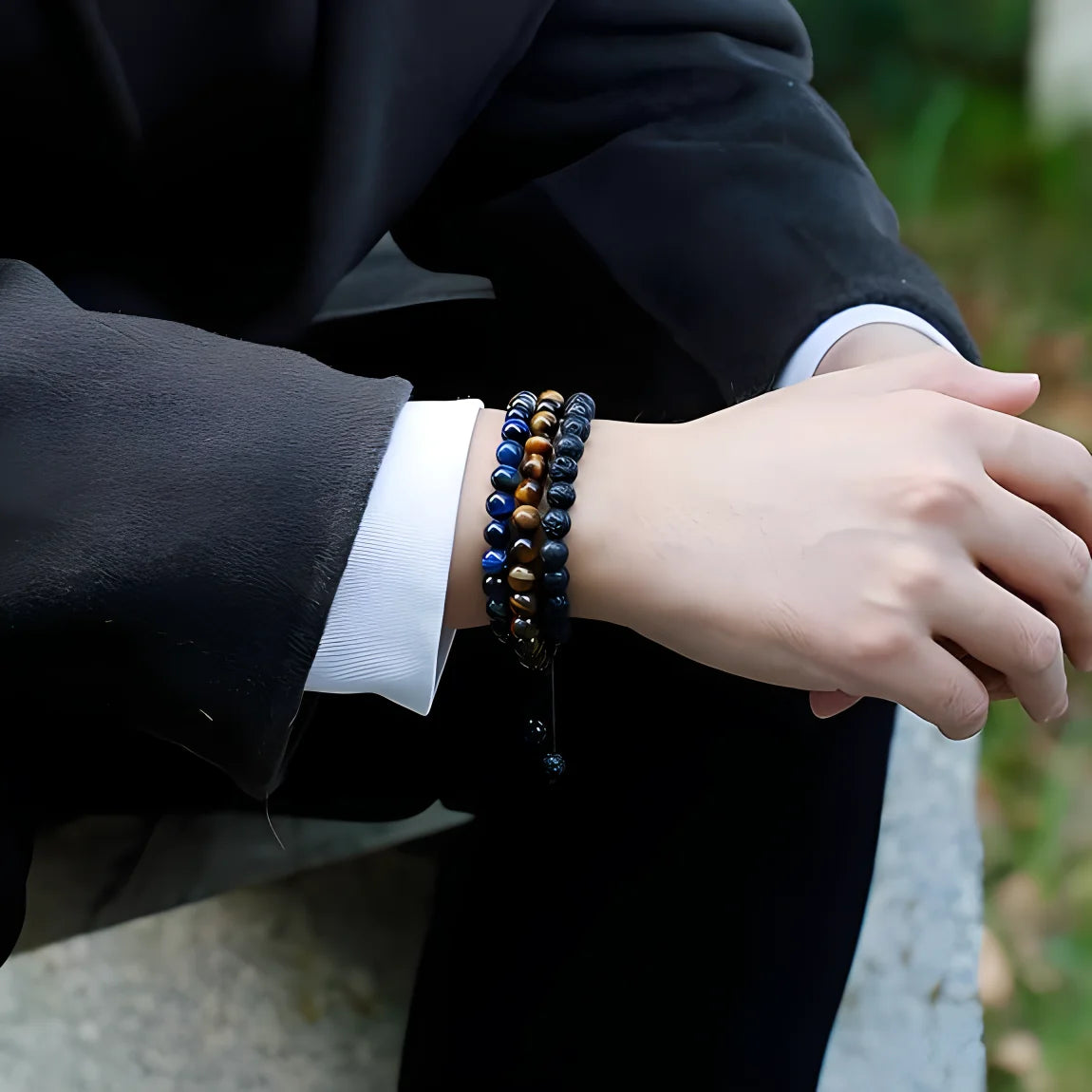 VOLCANO KING – Handmade Triple Power Beaded Bracelet Set for Men