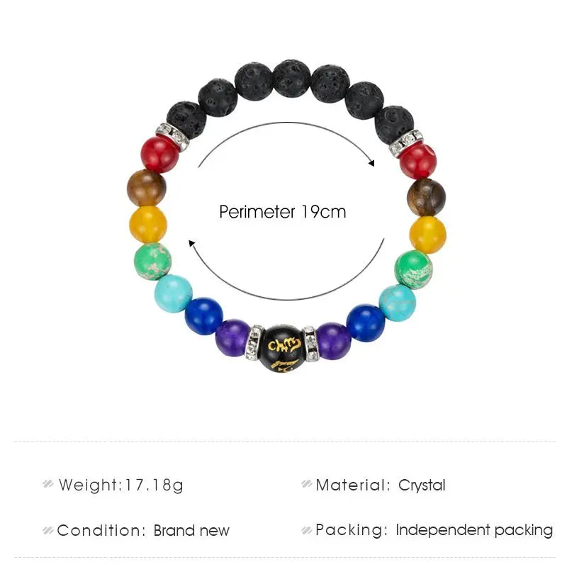 ENERGY ALIGN – 2pcs Natural Volcanic Stone 7 Chakra Healing Bracelets with Meaning Card