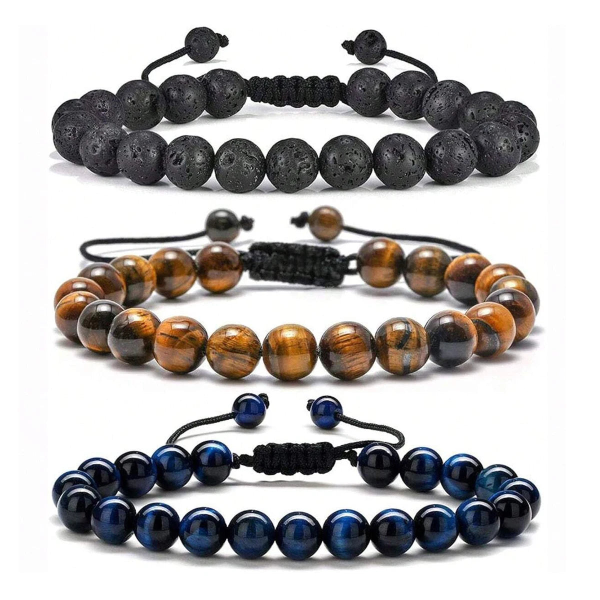 VOLCANO KING – Handmade Triple Power Beaded Bracelet Set for Men
