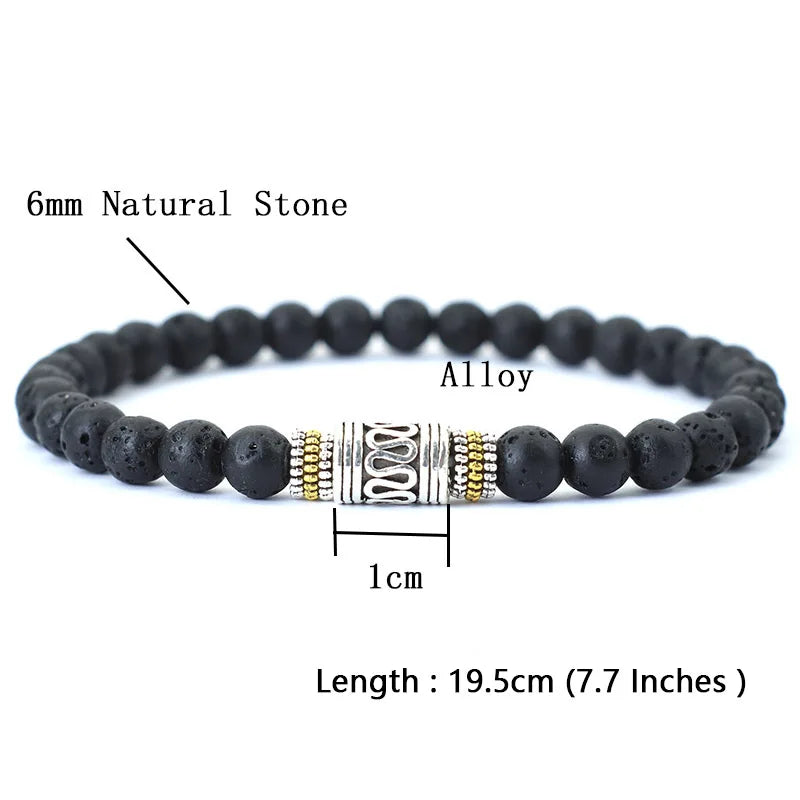 INNER FIRE – Minimalist 6mm Natural Stone Sanskrit Meditation Bracelet