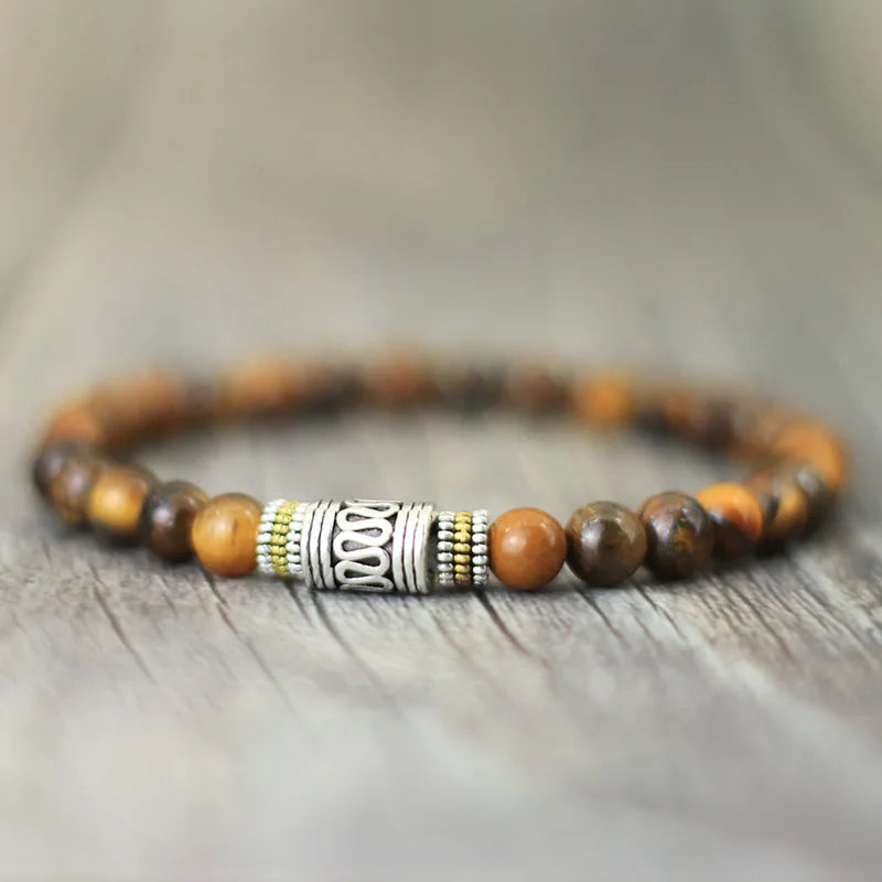 INNER FIRE – Minimalist 6mm Natural Stone Sanskrit Meditation Bracelet