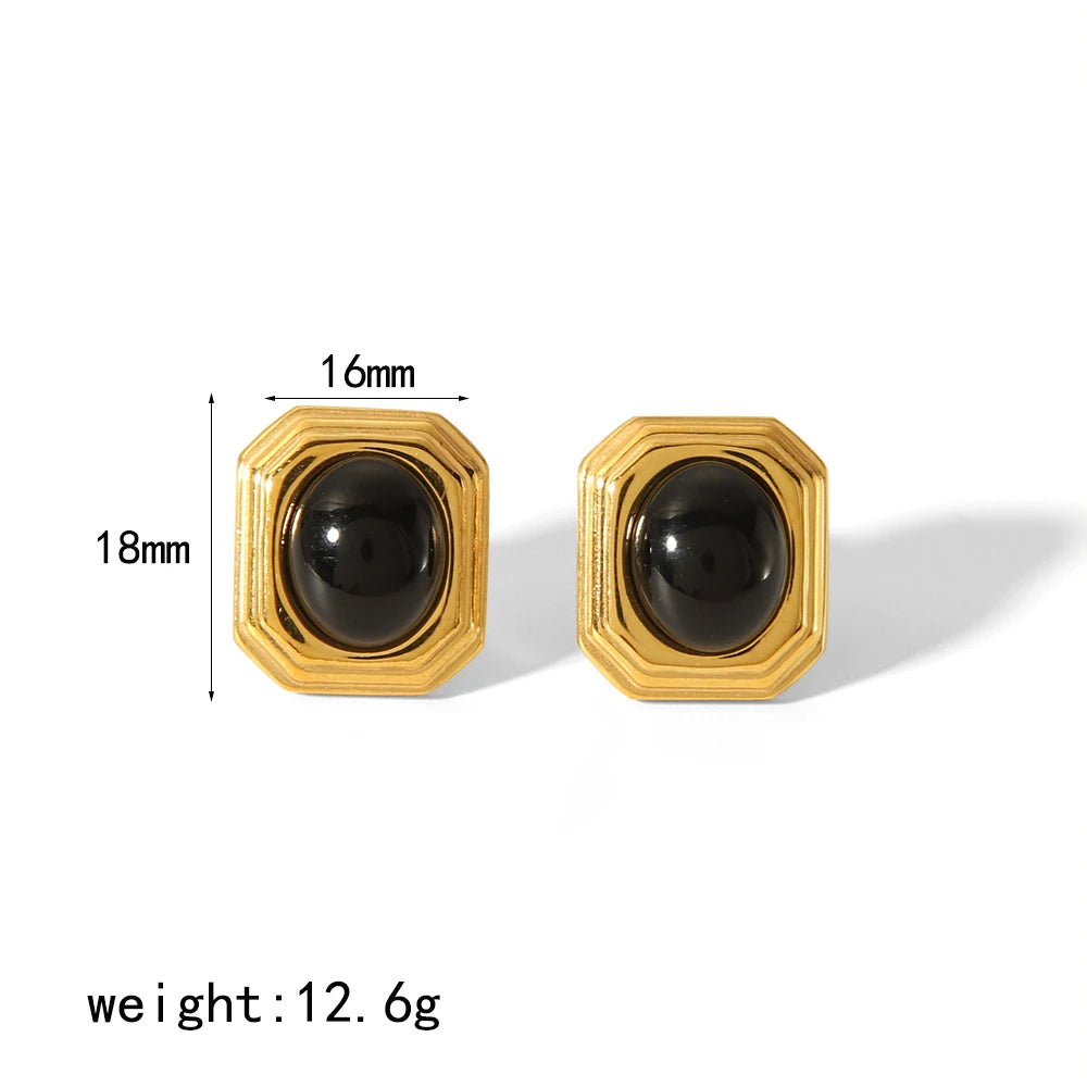 GOLDEN GODDESS – Statement Tiger Eye & Pearl Waterproof Stud Earrings for Women