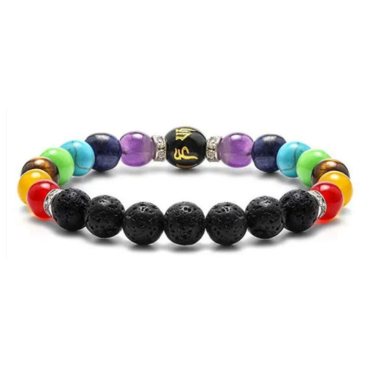 ENERGY ALIGN – 2pcs Natural Volcanic Stone 7 Chakra Healing Bracelets with Meaning Card