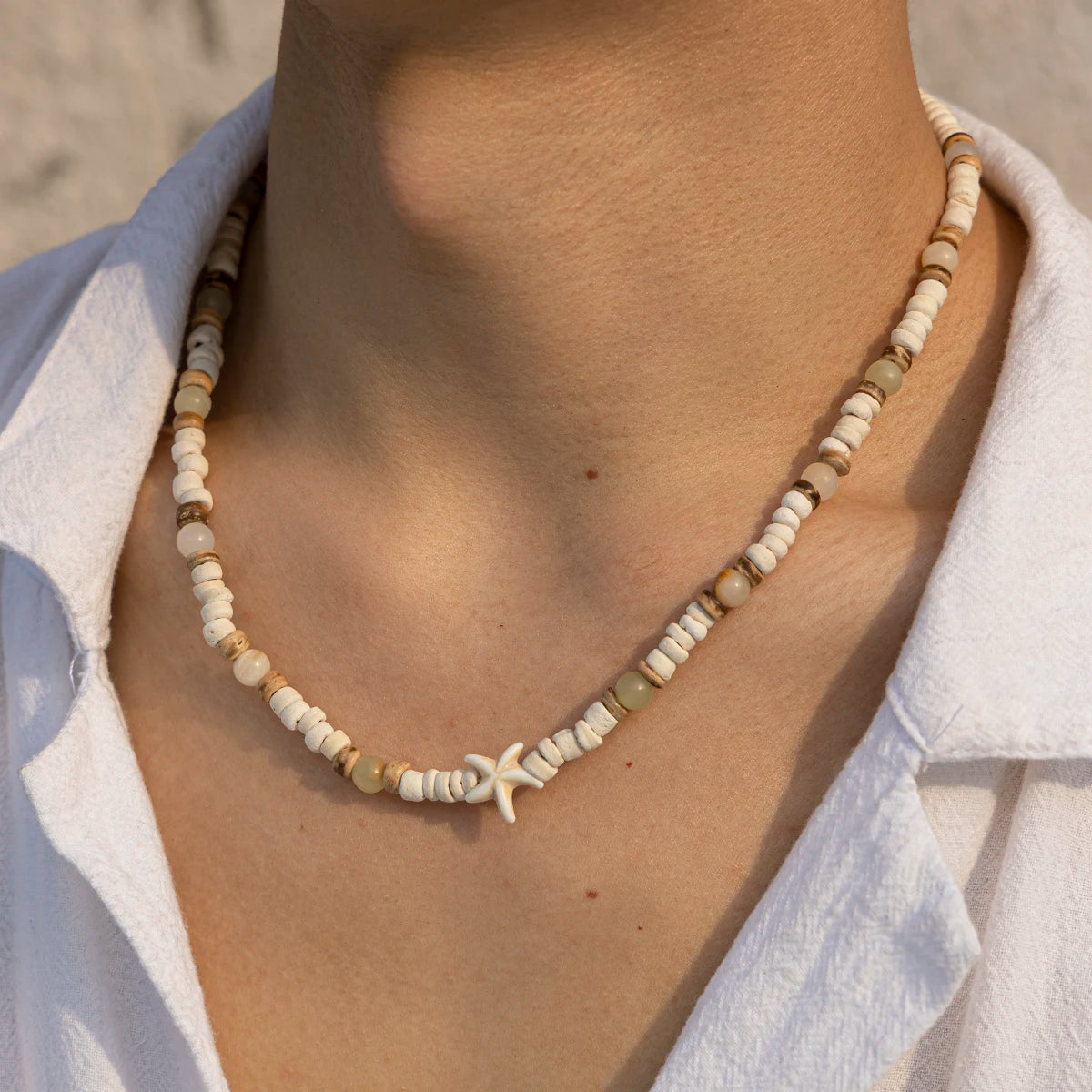 TIDEWALKER – Coconut Husk Wood Beads & Starfish Bohemian Choker