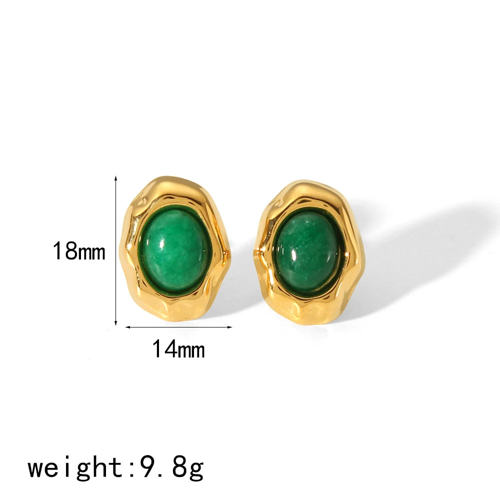 GOLDEN GODDESS – Statement Tiger Eye & Pearl Waterproof Stud Earrings for Women