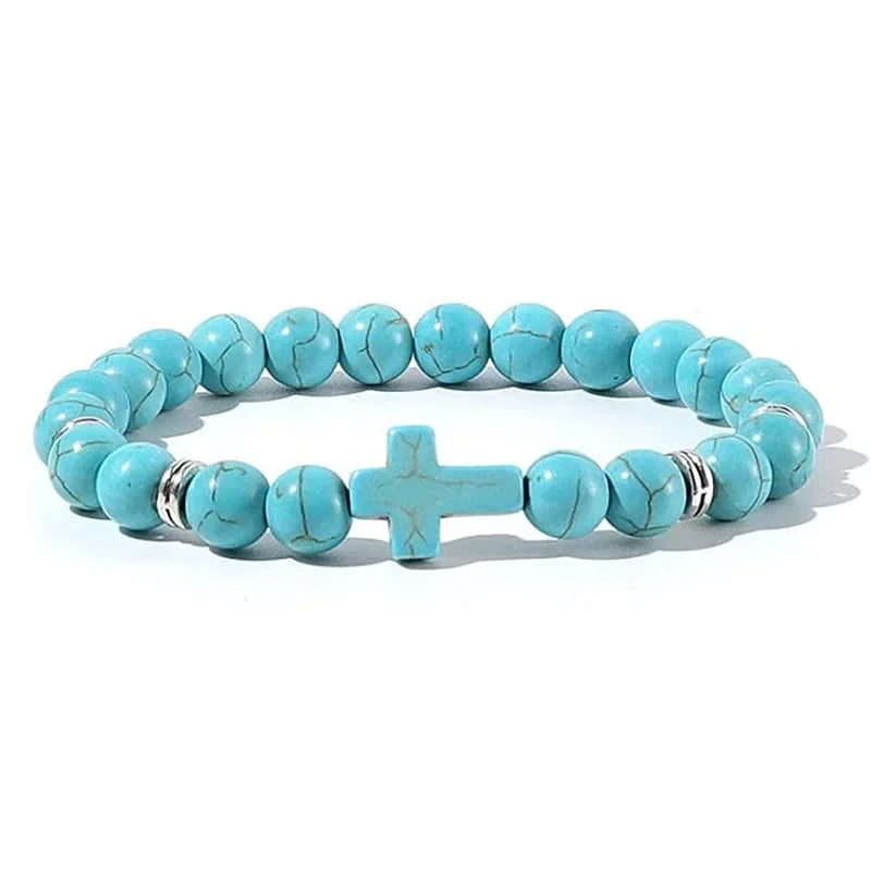 DIVINE GUARDIAN – Hematite & Onyx Prayer Rosary Bracelet with Wood Beads
