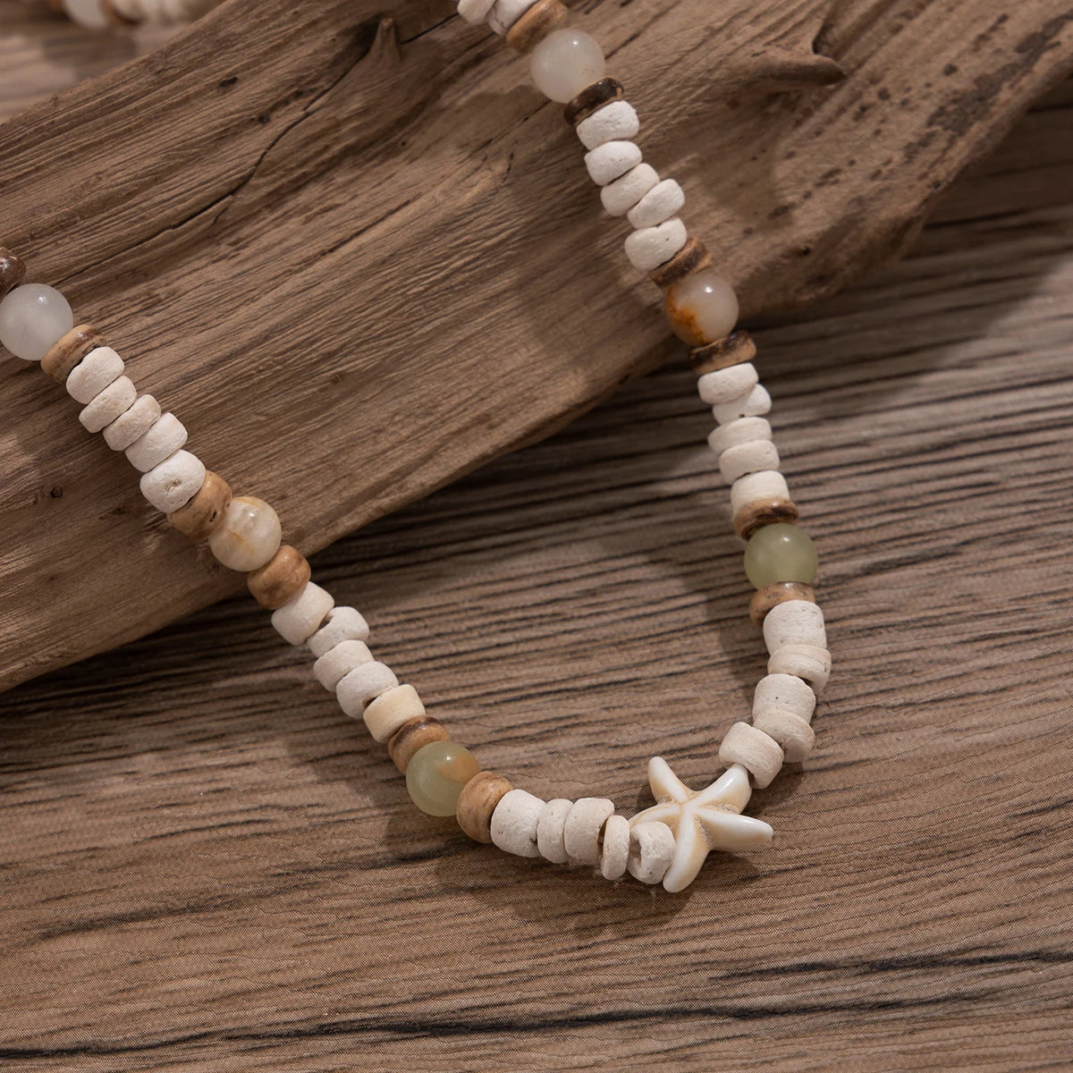 TIDEWALKER – Coconut Husk Wood Beads & Starfish Bohemian Choker