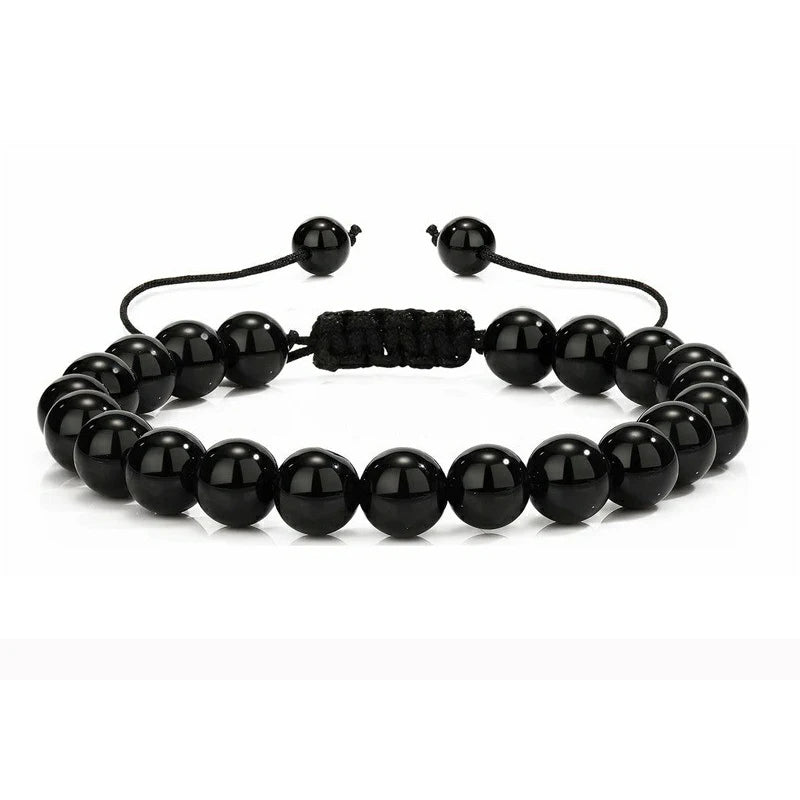 PRIMAL GUARD – Handmade Adjustable Tiger Eye & Lava Rock Woven Bangle