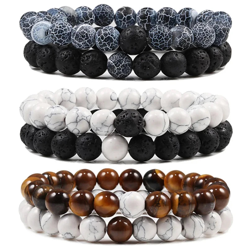 UNIFIED FORCE – Couples Power Connection Lava & Tiger Eye Bracelet