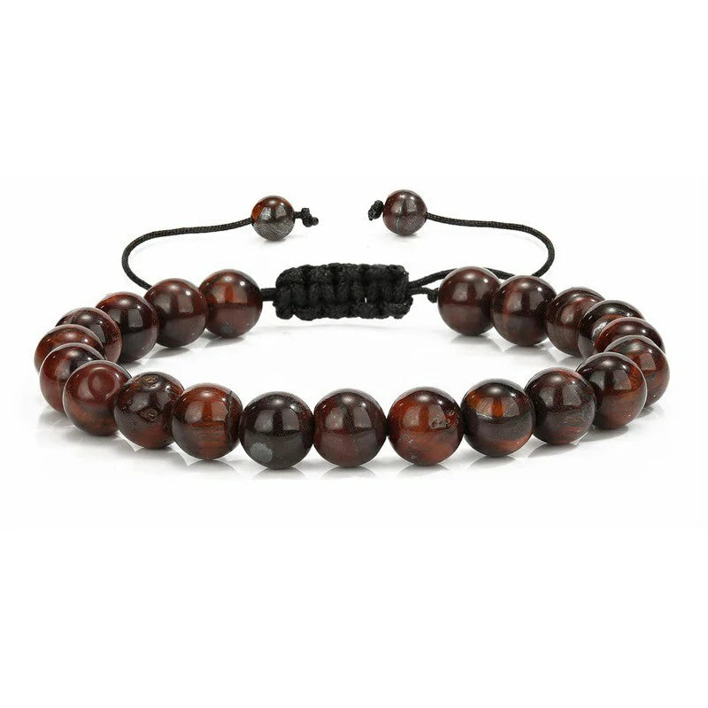 PRIMAL GUARD – Handmade Adjustable Tiger Eye & Lava Rock Woven Bangle