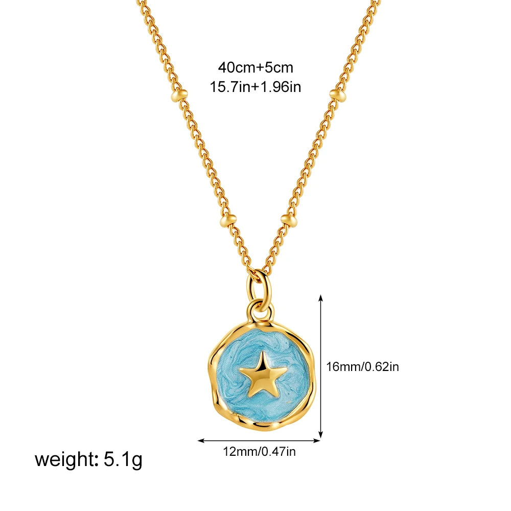 EDGEWAY – Punk Geometric Enamel & Natural Stone Pendant Statement Collar Necklace