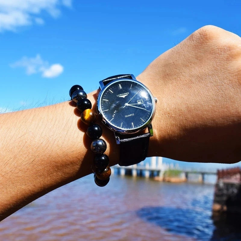 DARK MAGNETISM – Natural Black Obsidian, Hematite & Tiger Eye Power Bracelet