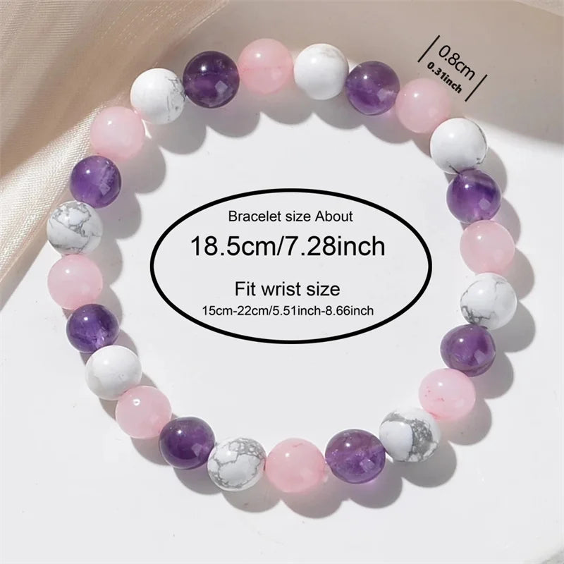 TRANQUIL LIGHT – Aura Balancing Sleep Bracelet with White Turquoise, Amethyst & Rose Quartz
