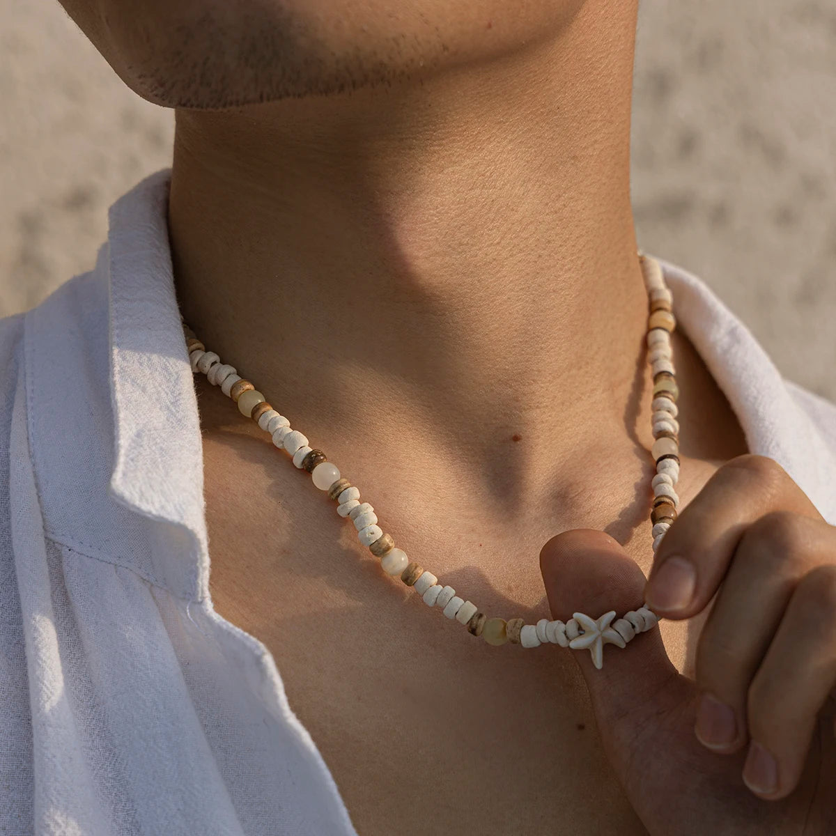TIDEWALKER – Coconut Husk Wood Beads & Starfish Bohemian Choker