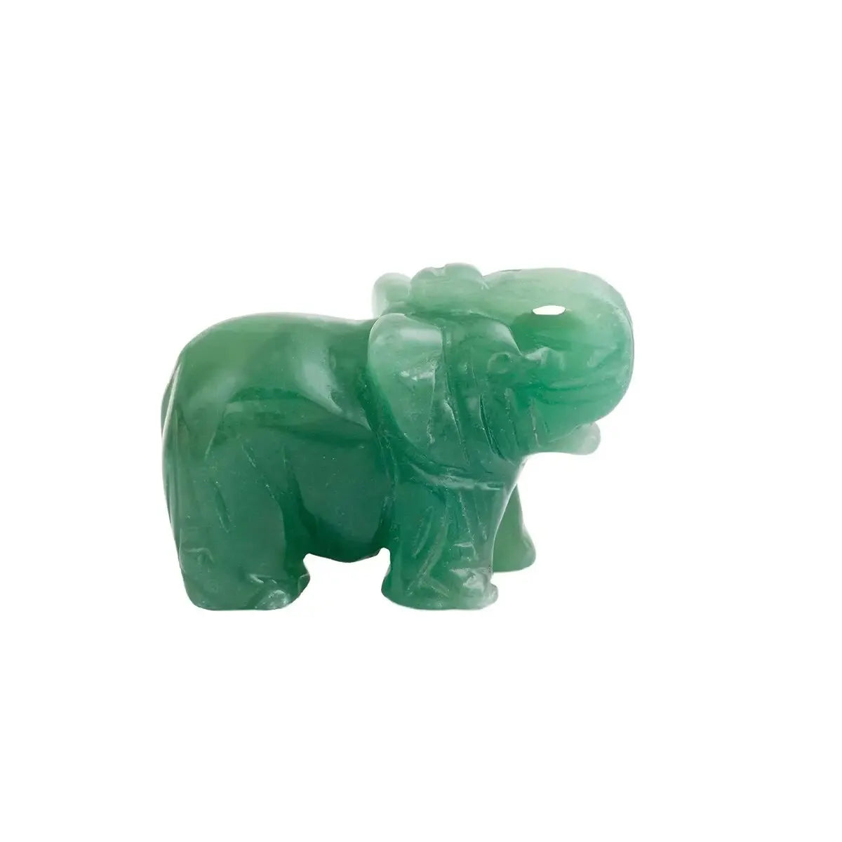 LUCK’S GUARDIAN – Hand Carved Green Aventurine Jade Elephant Totem