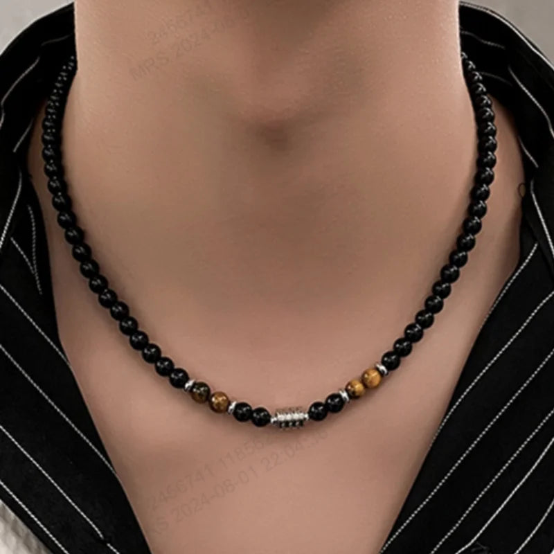 LEGEND'S CHAIN – Steel & Natural Tiger Eye Power Necklace for Men