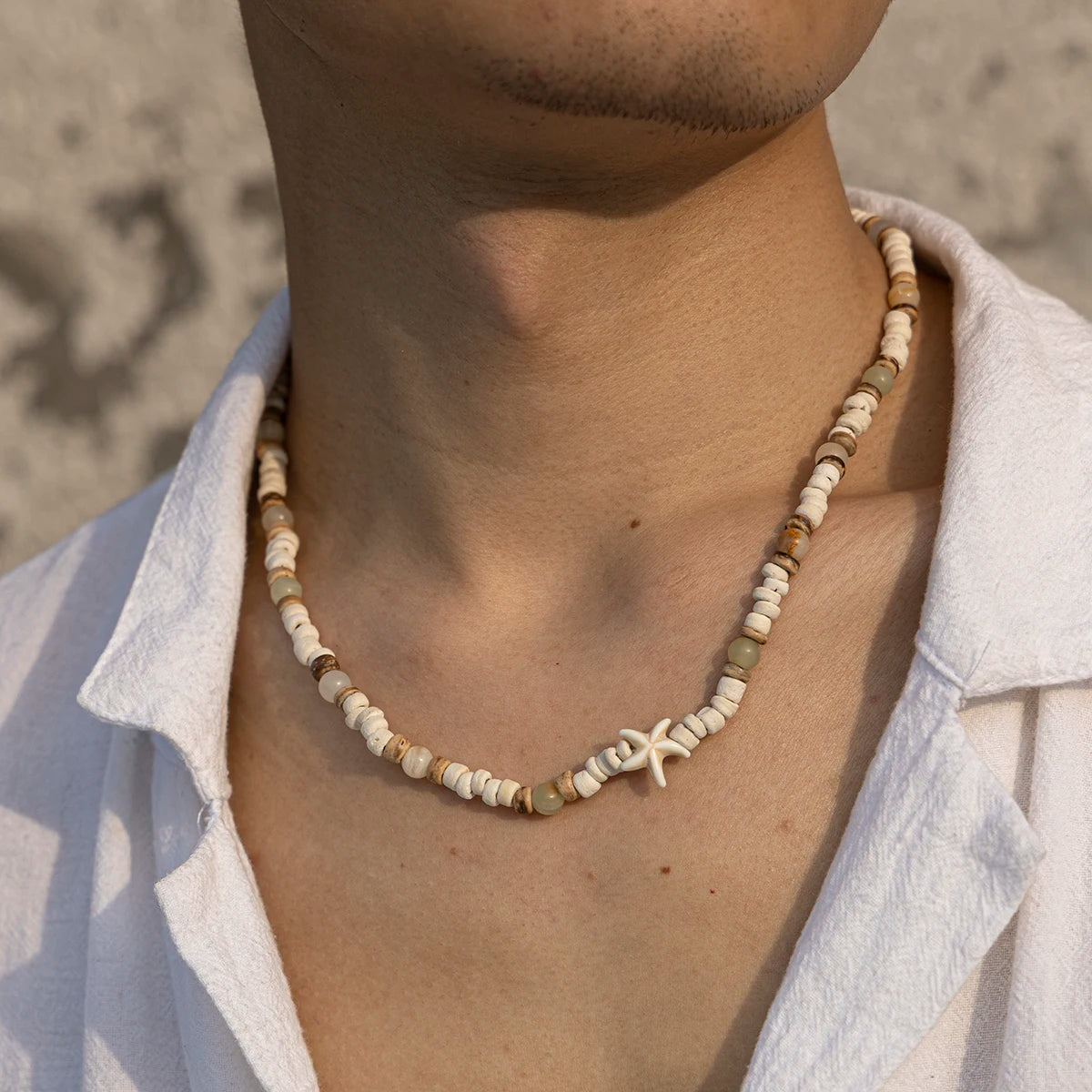 TIDEWALKER – Coconut Husk Wood Beads & Starfish Bohemian Choker
