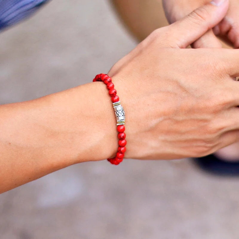 INNER FIRE – Minimalist 6mm Natural Stone Sanskrit Meditation Bracelet