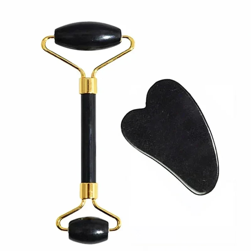 SERENE GLOW – Natural Xiuyu Jade Roller & Gua Sha Massage Set