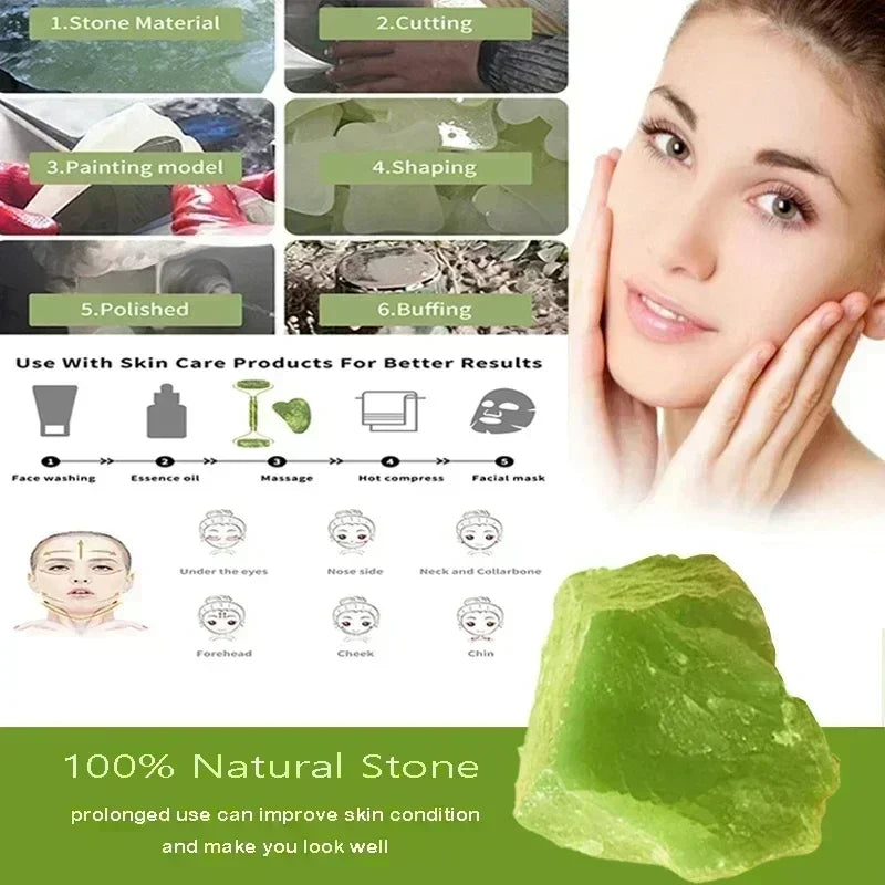 SERENE GLOW – Natural Xiuyu Jade Roller & Gua Sha Massage Set