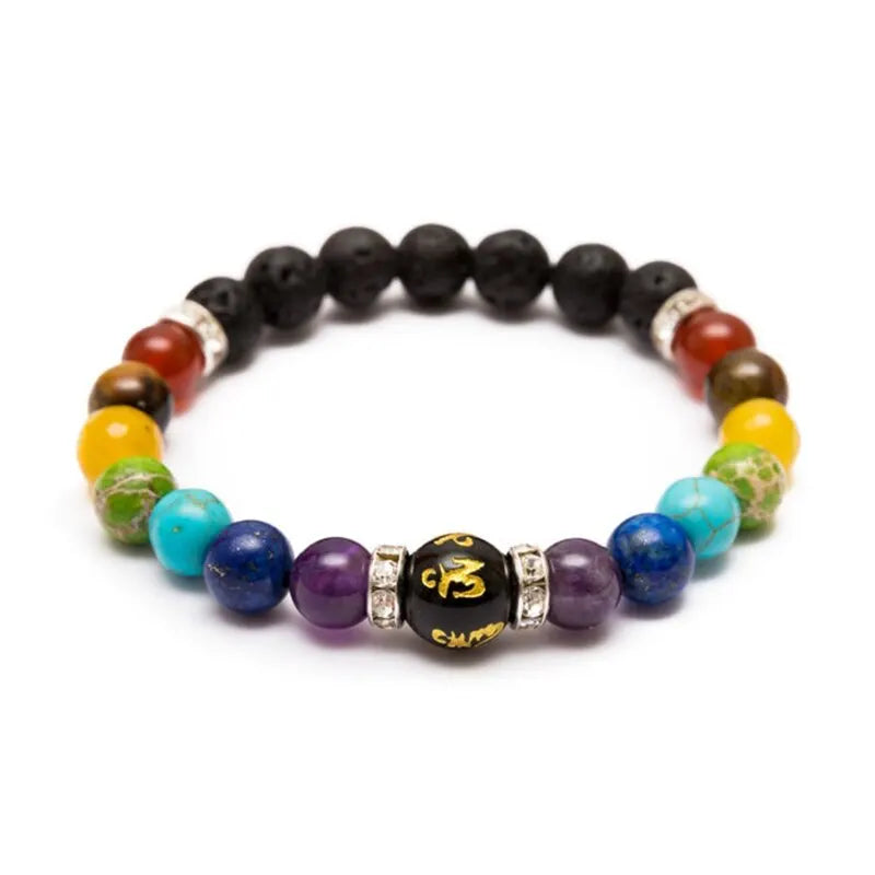 ENERGY ALIGN – 2pcs Natural Volcanic Stone 7 Chakra Healing Bracelets with Meaning Card