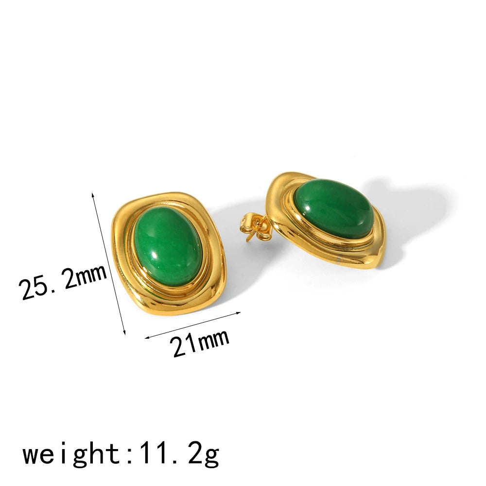 GOLDEN GODDESS – Statement Tiger Eye & Pearl Waterproof Stud Earrings for Women