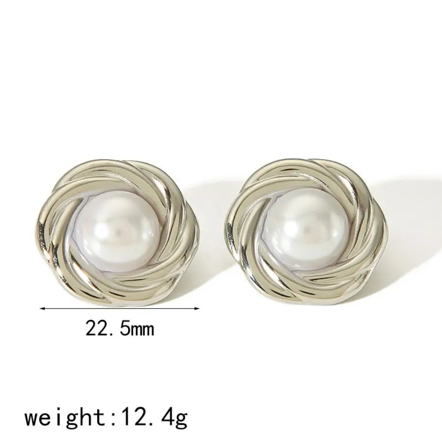 GOLDEN GODDESS – Statement Tiger Eye & Pearl Waterproof Stud Earrings for Women