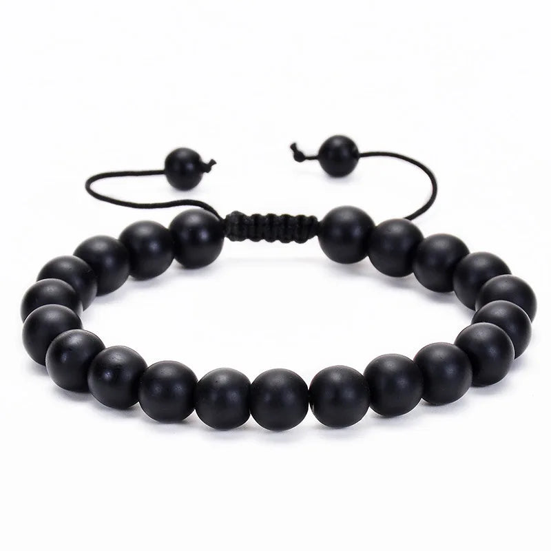 PRIMAL GUARD – Handmade Adjustable Tiger Eye & Lava Rock Woven Bangle