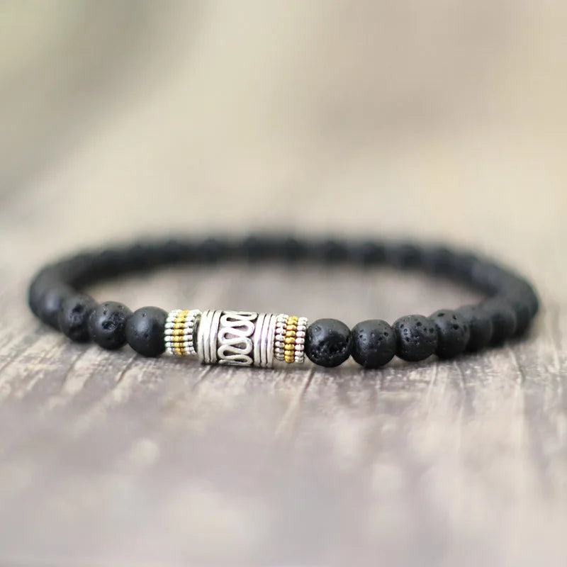 INNER FIRE – Minimalist 6mm Natural Stone Sanskrit Meditation Bracelet