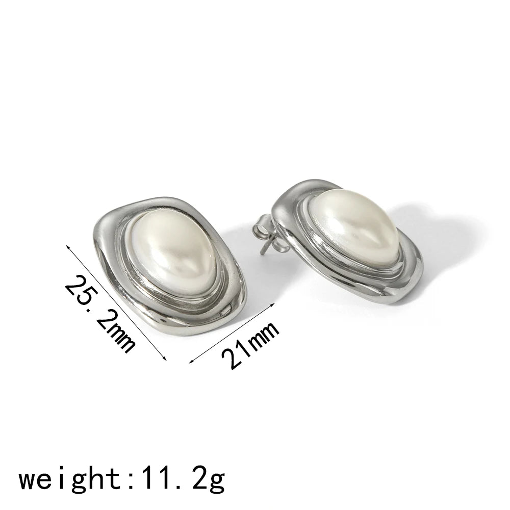 GOLDEN GODDESS – Statement Tiger Eye & Pearl Waterproof Stud Earrings for Women